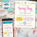 cute spring theme school dance social flyers set